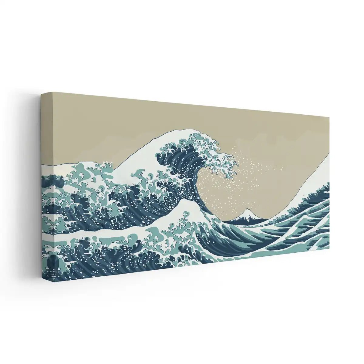 Large nautical wall decor showcasing an iconic tidal wave in a serene color palette.