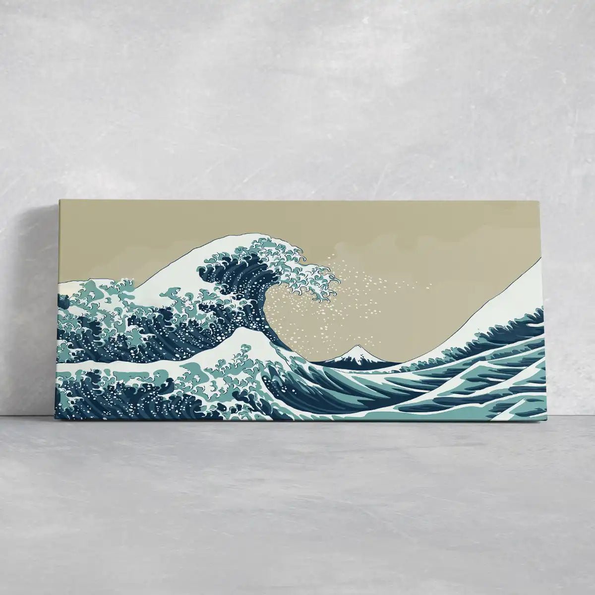 Abstract coastal artwork with fluid blue tones and elegant wave motion on canvas.