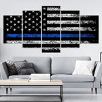 Thin Blue Line Police Officer Flag Wall Art-Stunning Canvas Prints