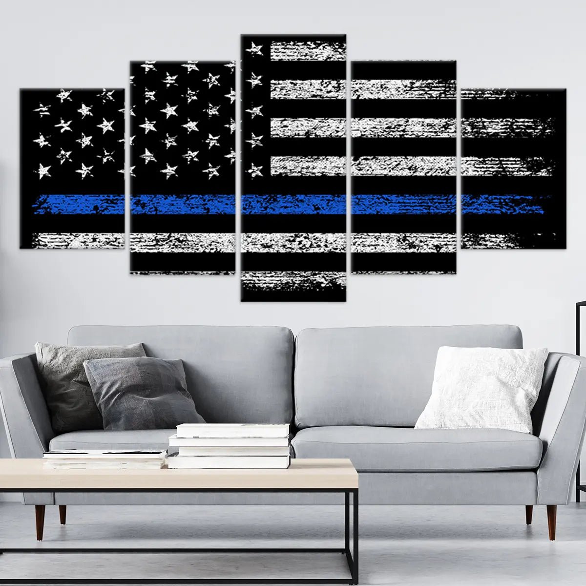 Thin Blue Line Police Officer Flag Wall Art-Stunning Canvas Prints