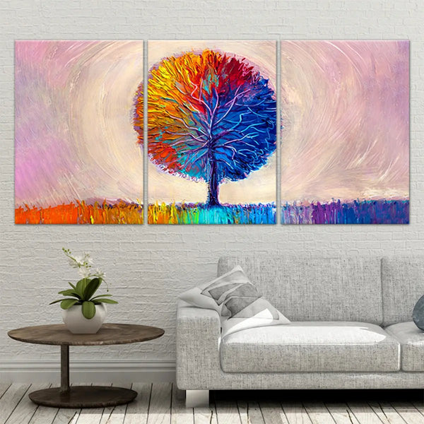 Colourful Tree of Life Canvas Wall Art Prints for Living Room Pictures  Abstract