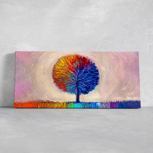 Colorful tree of life canvas wall art for living room wall art, abstract branches and roots create an uplifting spiritual focal point