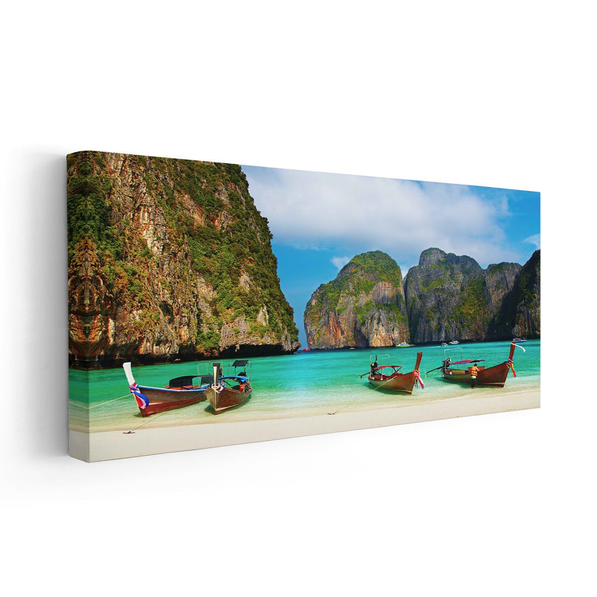Large framed beach wall art of a breathtaking Thailand island seascape.