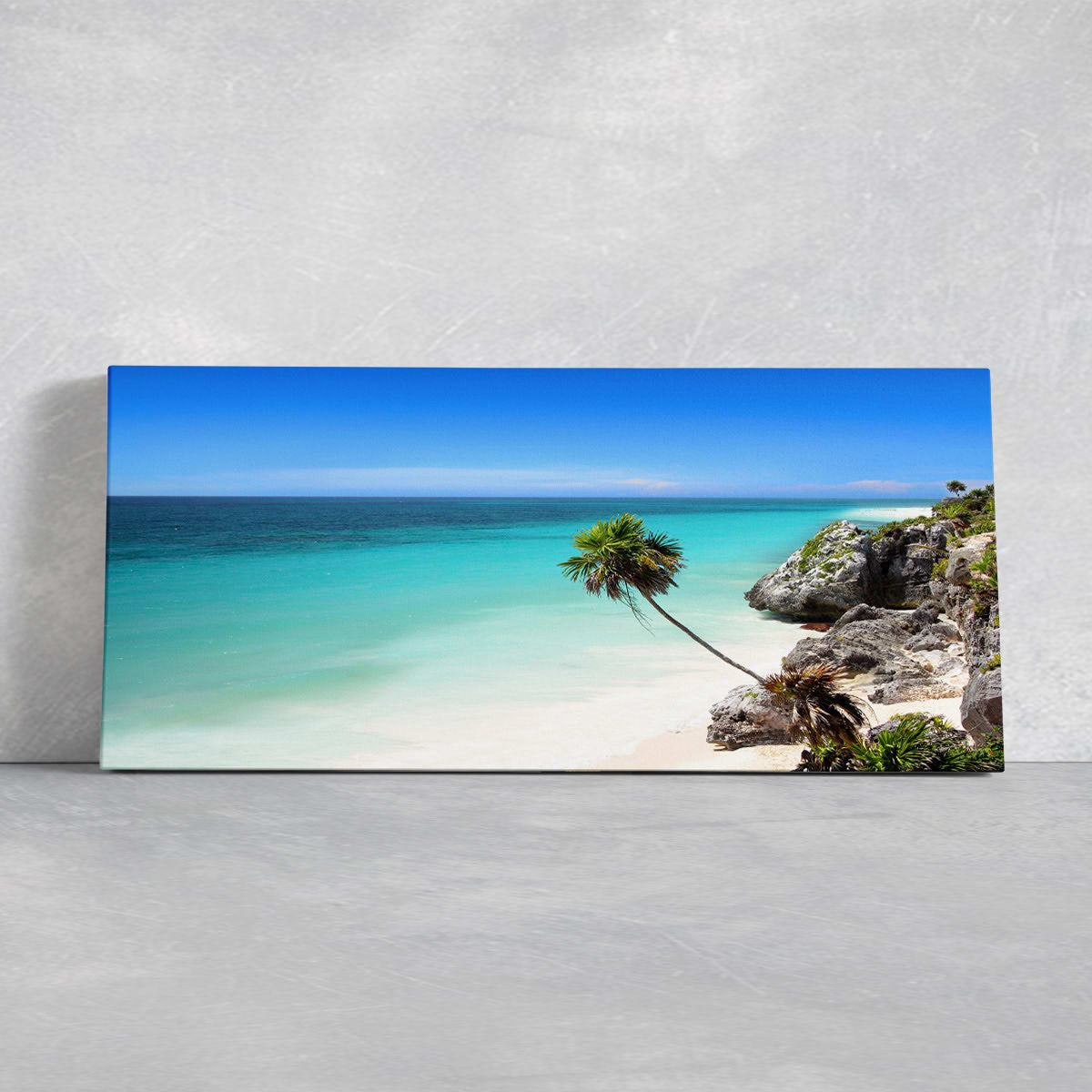 Framed ocean artwork highlighting the beauty of the Mayan Riviera coastline.