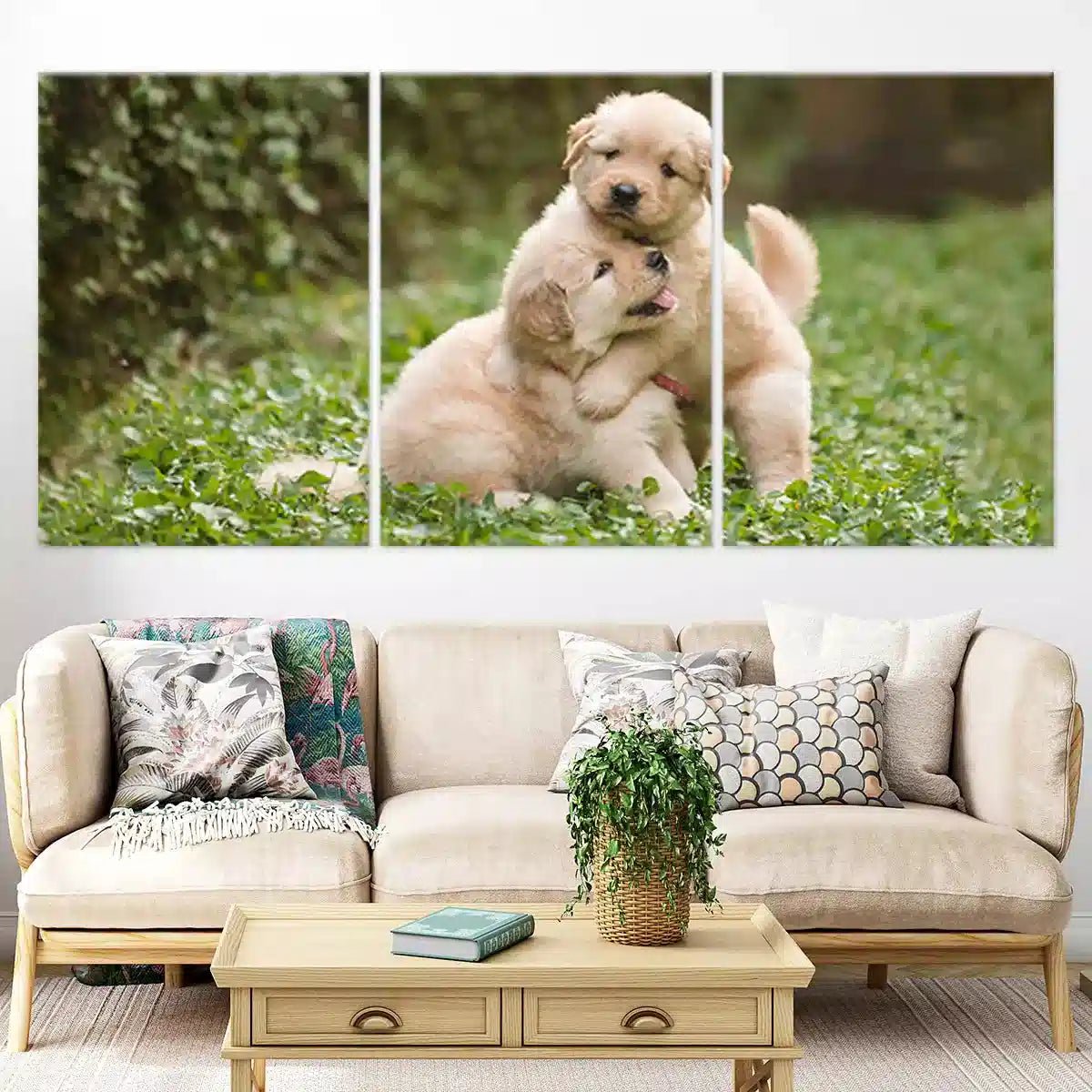 Golden Retriever Pups Wall Art Canvas Print-Stunning Canvas Prints