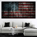 USA Flag Grunge Wood Multi Panel Canvas Wall Art 1 piece