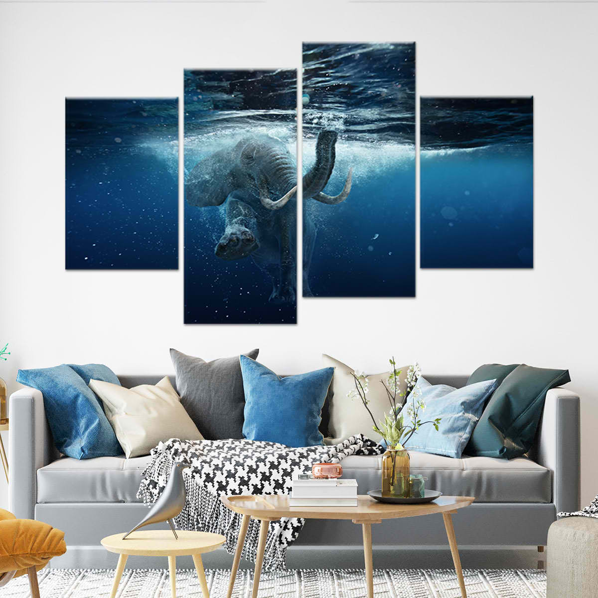 Underwater Elephant Wall Art Canvas-Stunning Canvas Prints