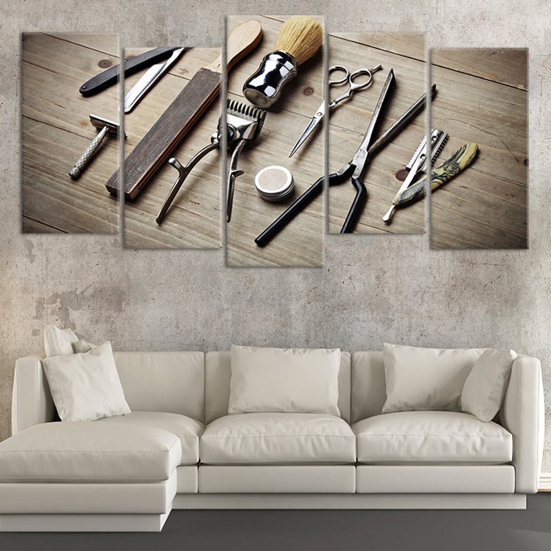 Vintage Barber Tools Multi Panel Canvas Wall Art
