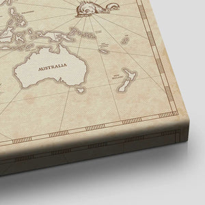 Beige Travel World Map Wall Art-Stunning Canvas Prints