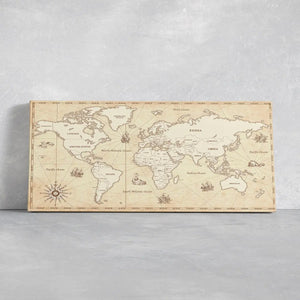 Beige Travel World Map Wall Art-Stunning Canvas Prints