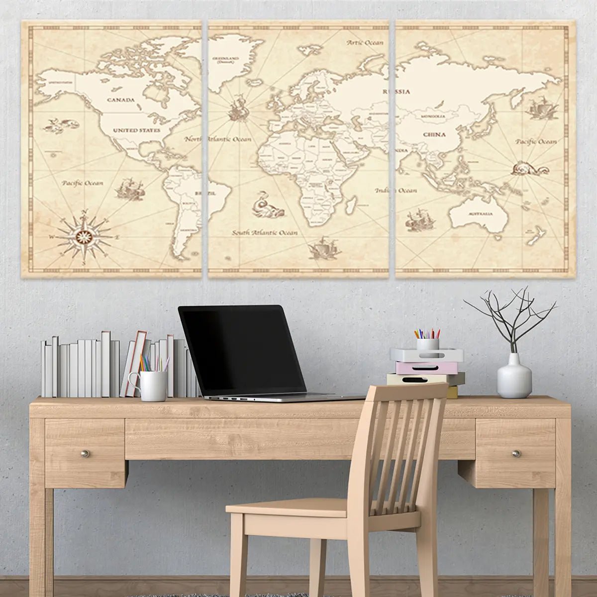 Vintage Travel World Map Wall Art-Stunning Canvas Prints