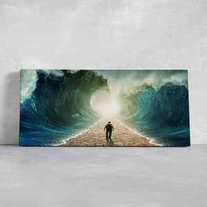Moses Parting The Red Sea Painting,  framed scripture wall art, christian wall art for bedroom​, biblical canvas art 