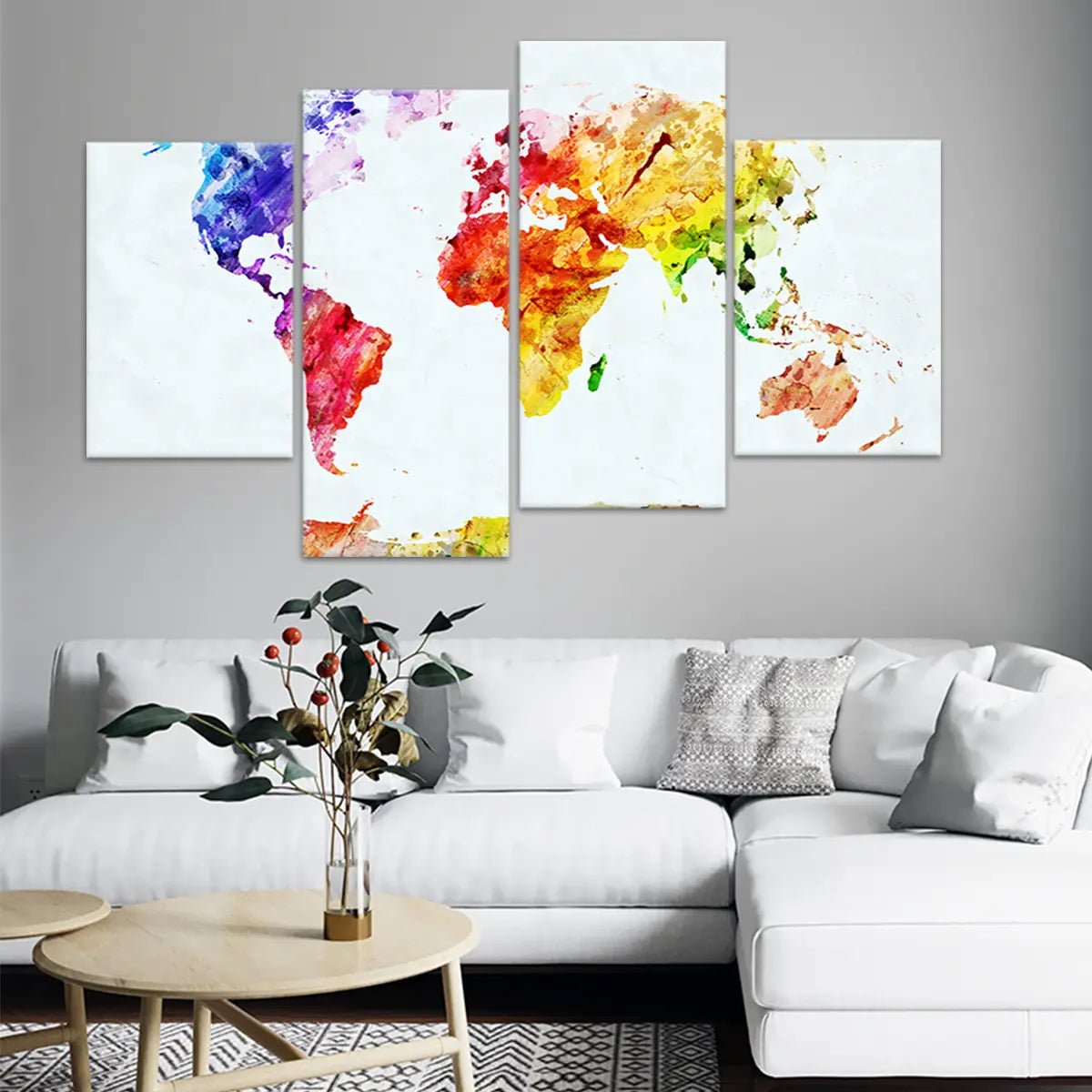 Abstract Colorful World Map Wall Art-Stunning Canvas Prints
