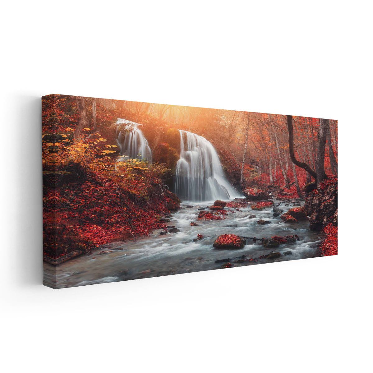 Red Autumn Waterfall Wall Art-Stunning Canvas Prints