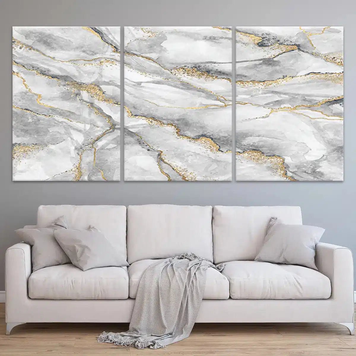 White and Gold Abstract Wall Art For Living Room Wall-Stunning Canvas Prints