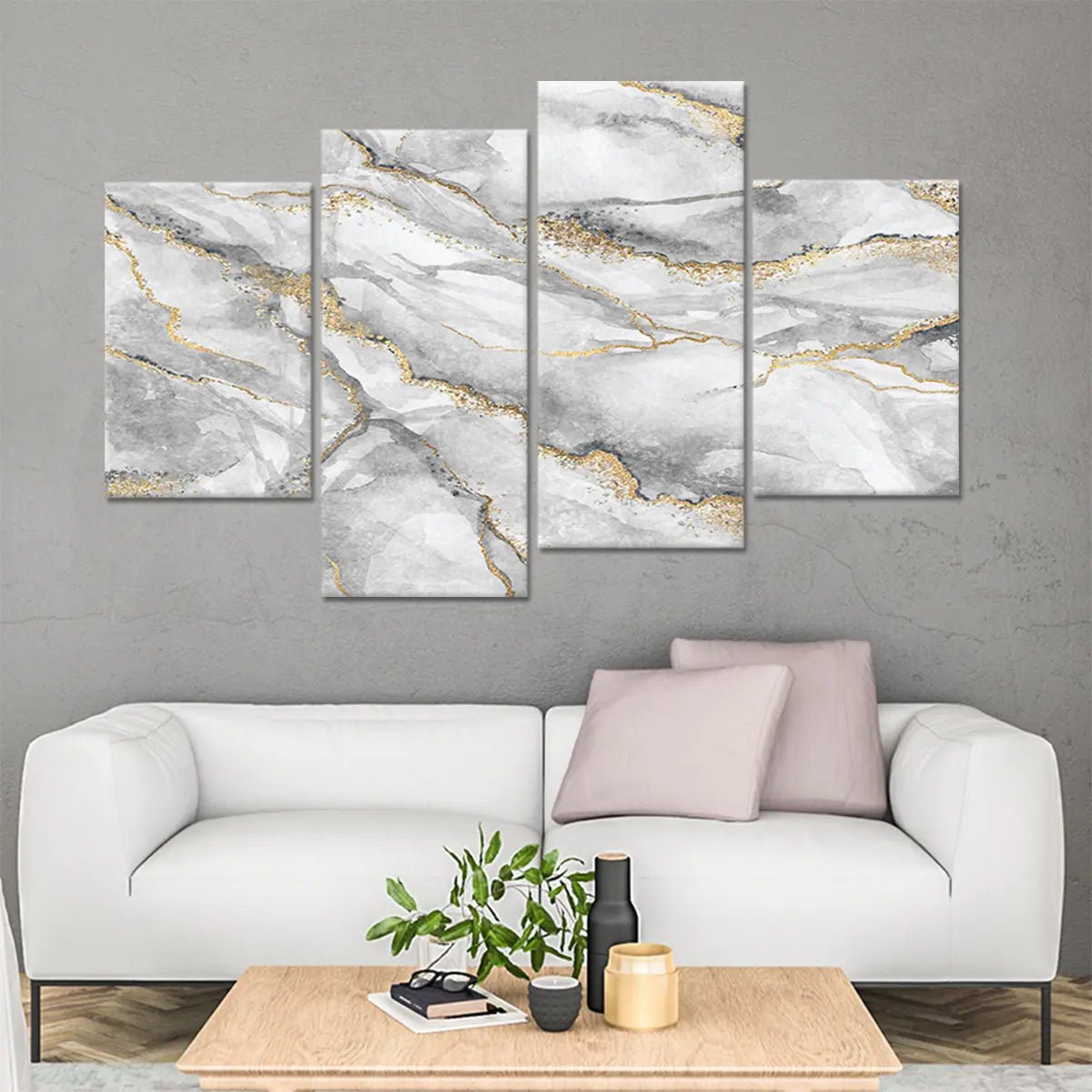 Silver Marble Canvas Wall Art Set l by Stunning Canvas Prints