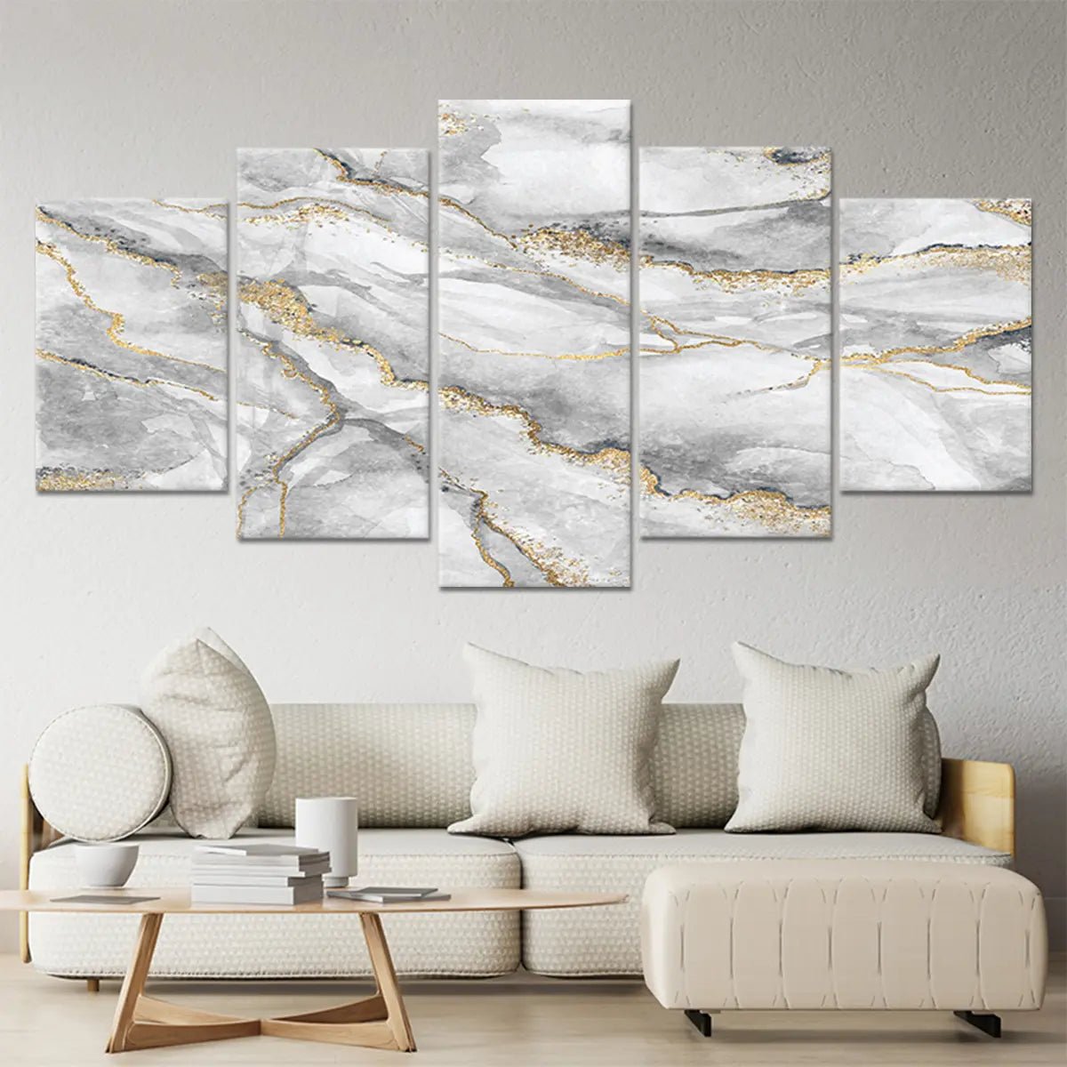White and Gold Marble Wall Art-Stunning Canvas Prints
