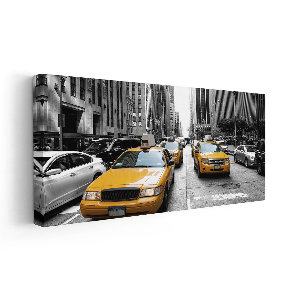 Yellow Taxi In New York City Canvas Wall Art