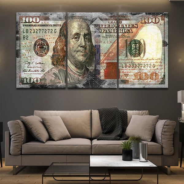 Grunge 100 Dollar Bill Wall Art: Canvas Prints, Art Prints & Paintings