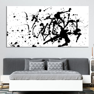 Extra Large Black and White Abstract Splatter Painting Wall Art For Living Room Wall-Stunning Canvas Prints