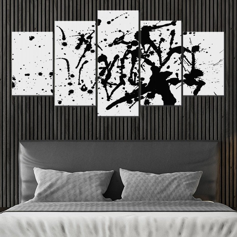 Extra Large Black and White Abstract Splatter Painting Wall Art For Living Room Wall-Stunning Canvas Prints