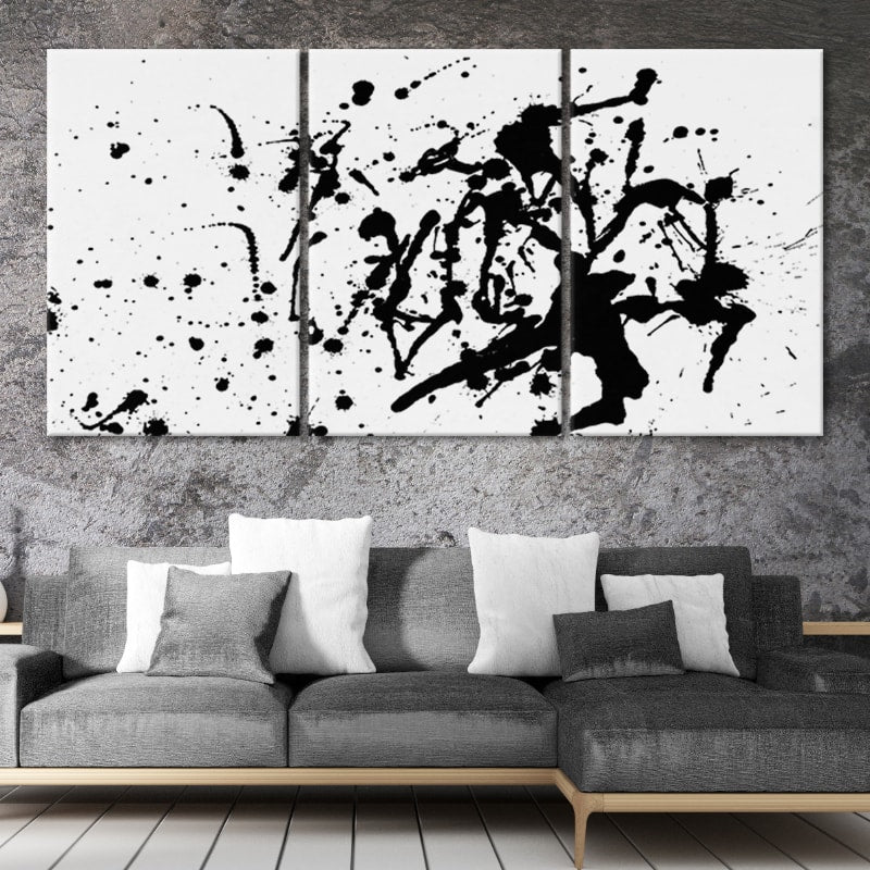 black and white abstract art set of 3 -Stunning Canvas Prints