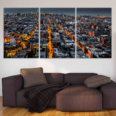 Aerial View Of New York City At Night Wall Art-Stunning Canvas Prints