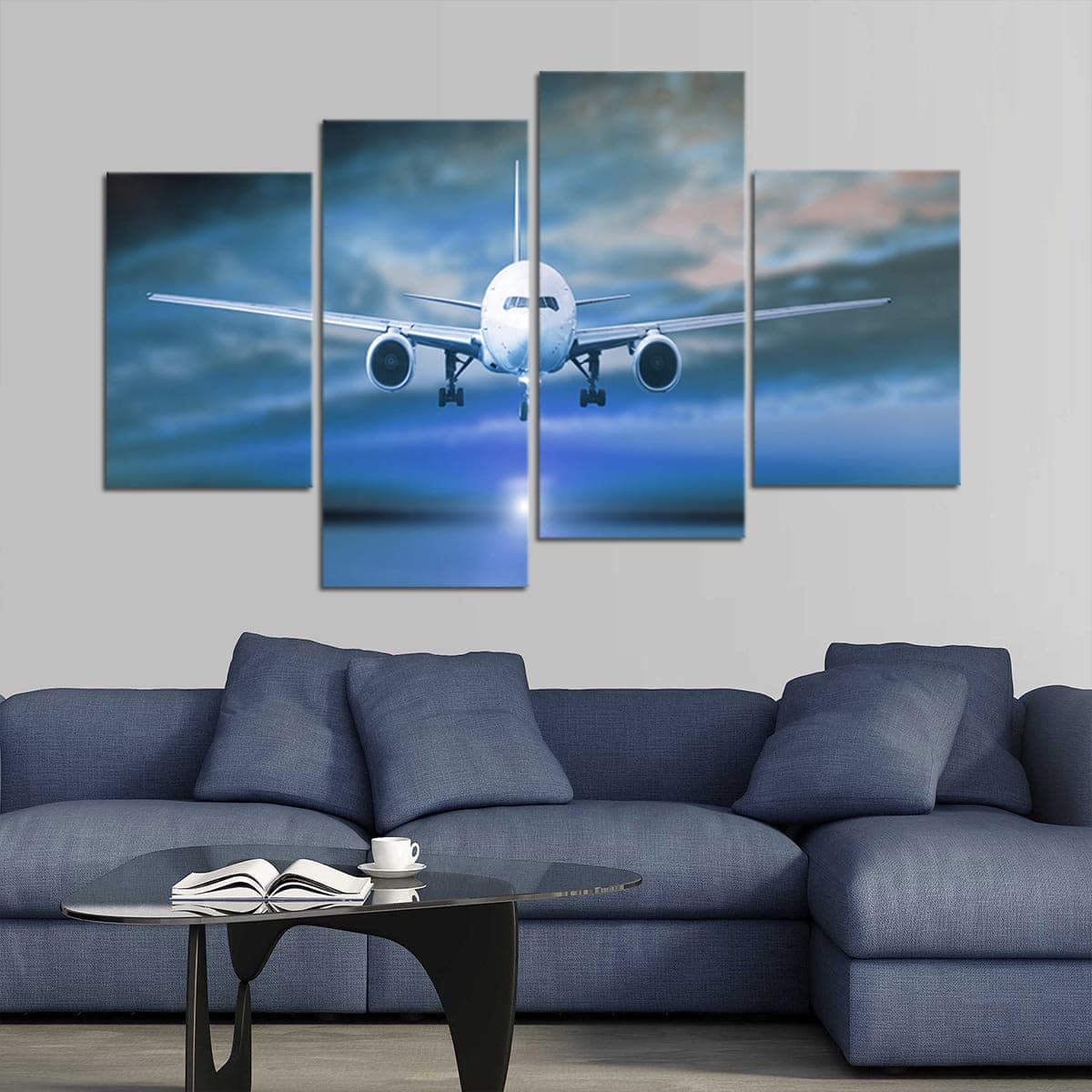 Airplane in the sky Canvas Wall Art Set