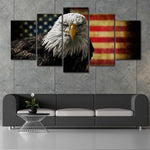 American Flag Bald Eagle 5 piece canvas art