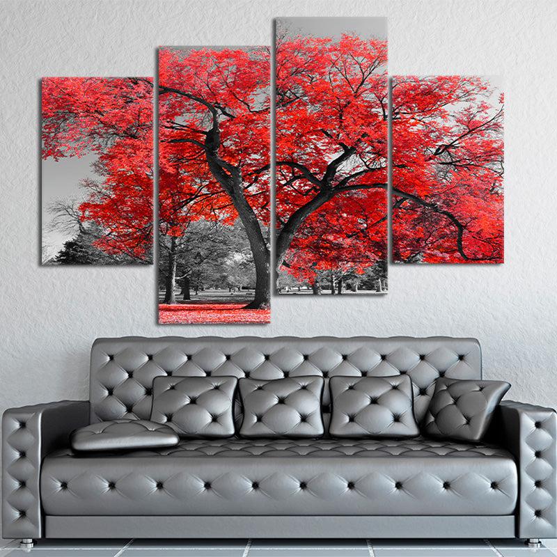 Red Tree Canvas Wall Art Painting