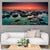 Pebbles Beach At Sunset Multi Panel Canvas Wall Art