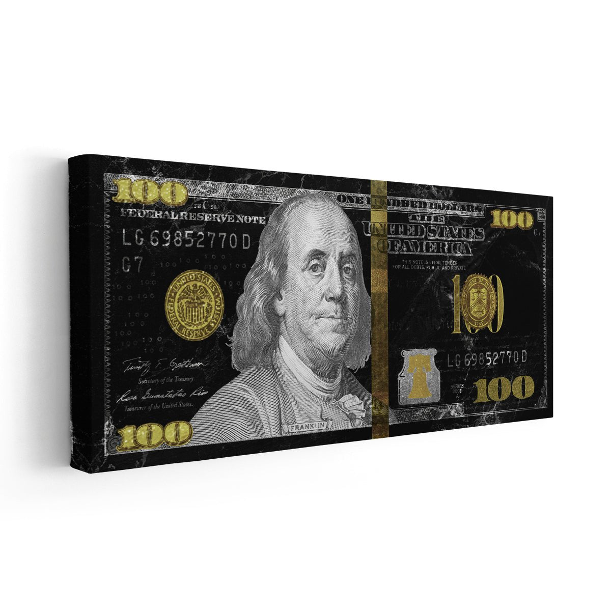 Black & Silver 100 Dollar Bill Wall Art