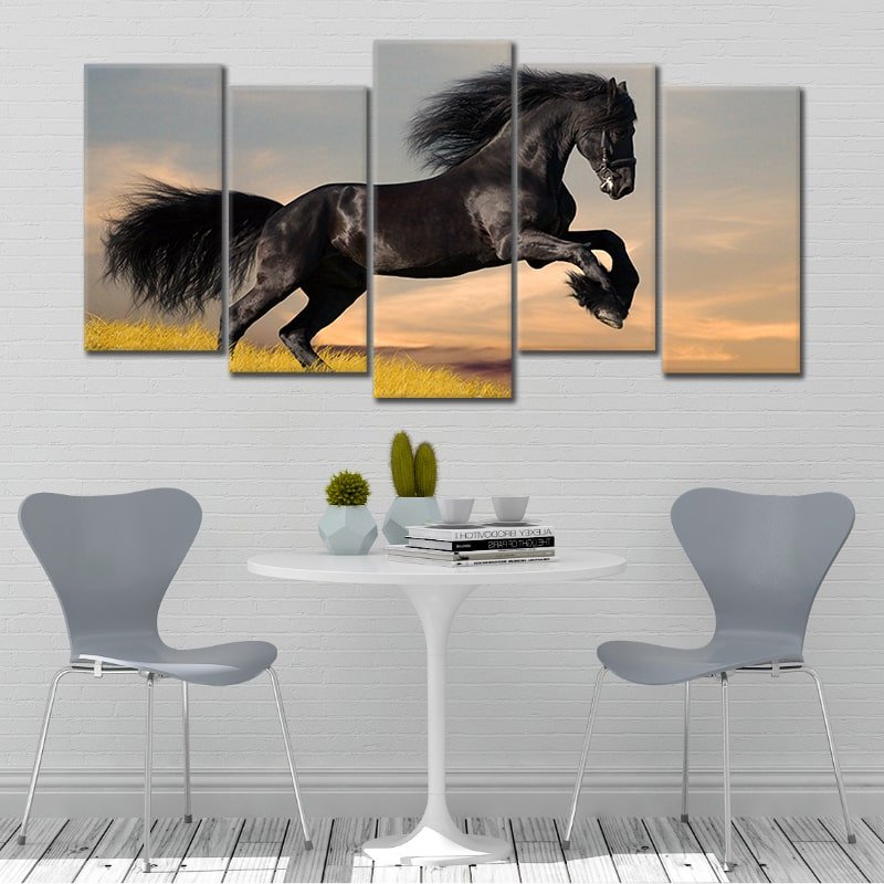 Black Friesian Horse Wall Art Canvas-Stunning Canvas Prints
