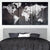 Black Wood World Map Multi Panel Canvas Wall Art 1 piece
