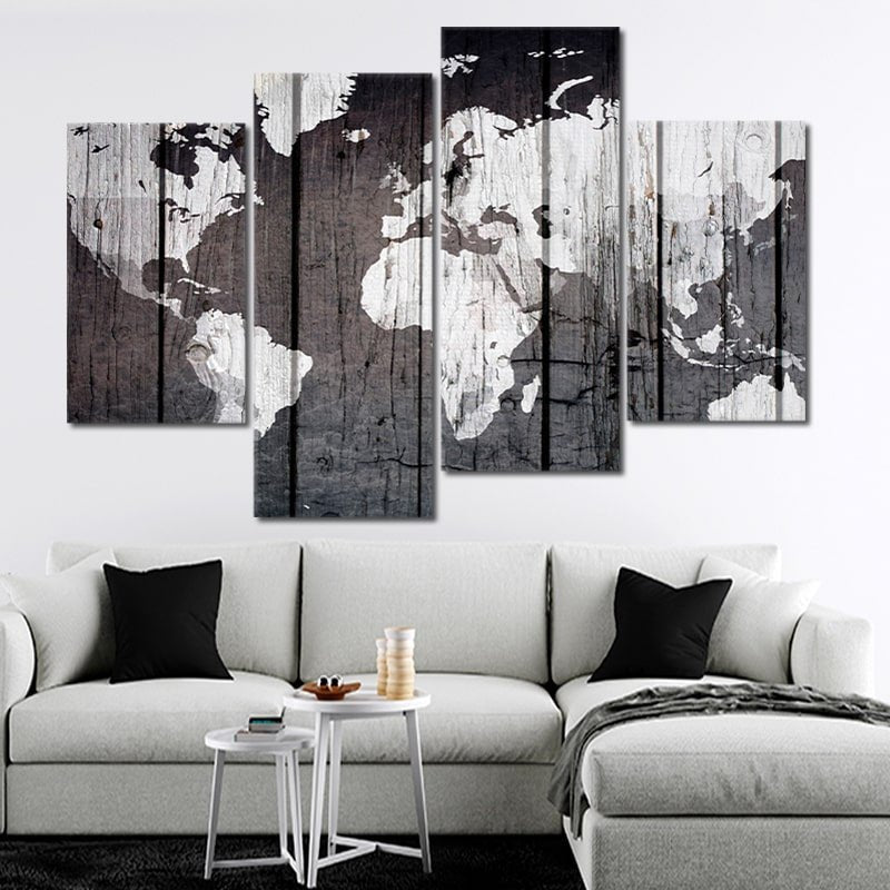 Rustic Wood Map Wall Art Canvas Print-Stunning Canvas Prints