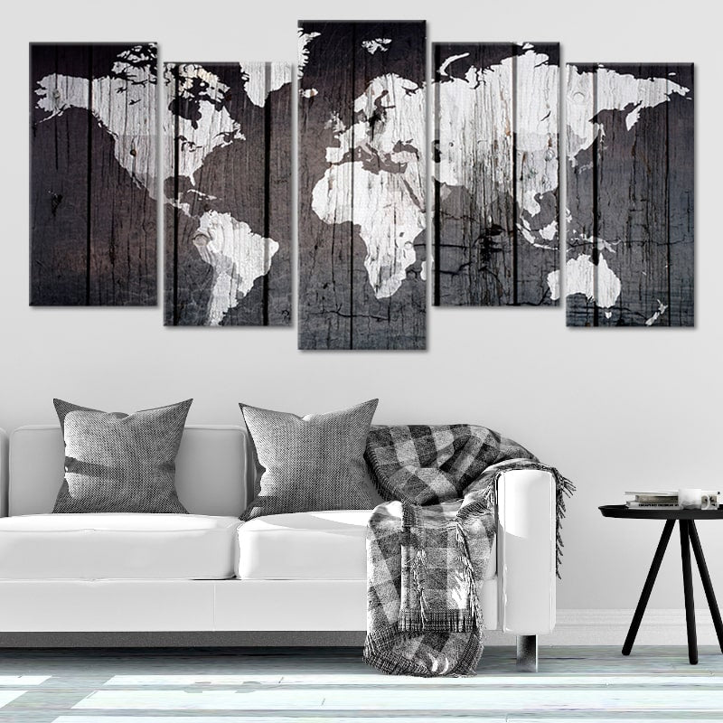 Rustic Wood Map Wall Art Canvas Print-Stunning Canvas Prints