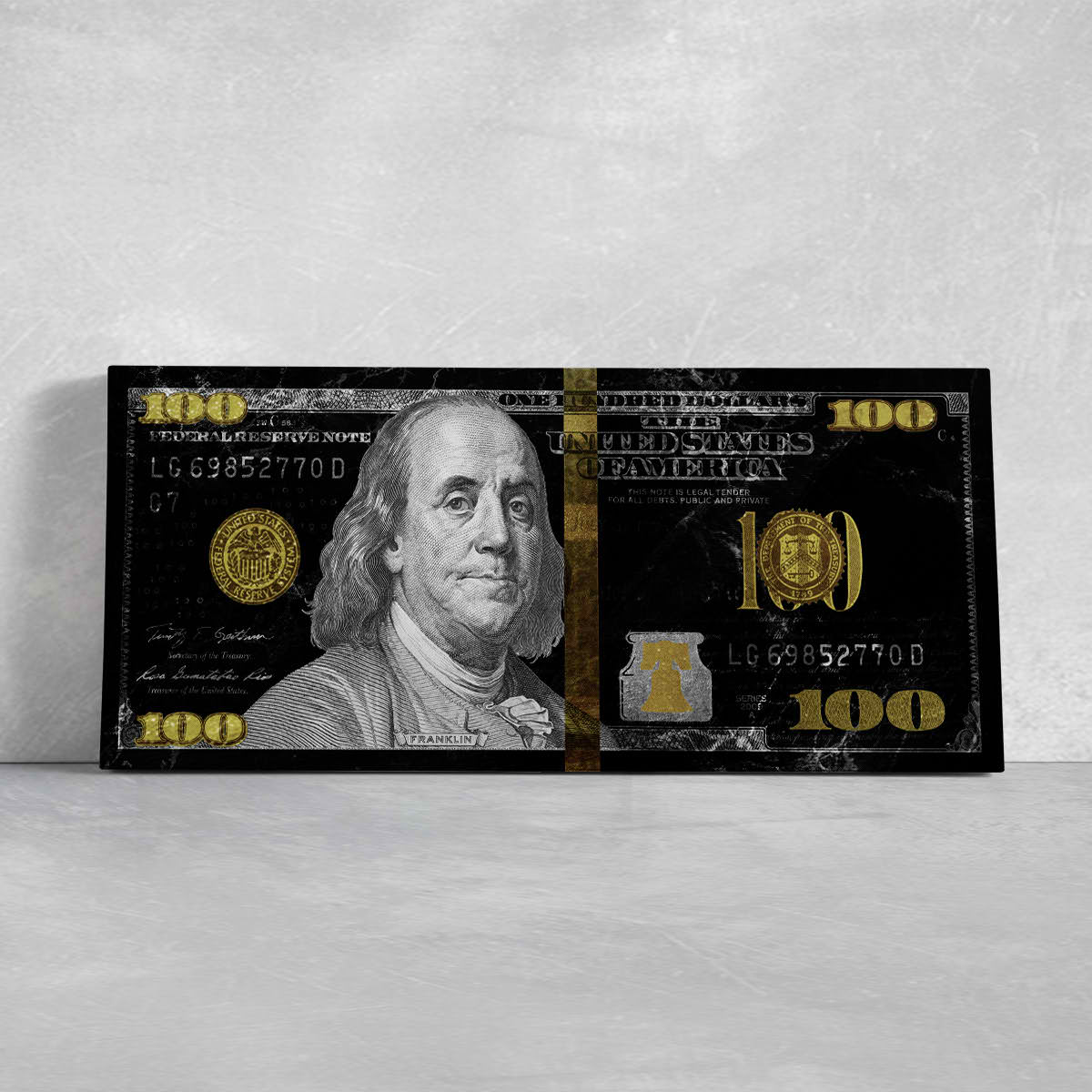 Modern 100 Dollar Bill Wall Art Canvas Print-Stunning Canvas Prints