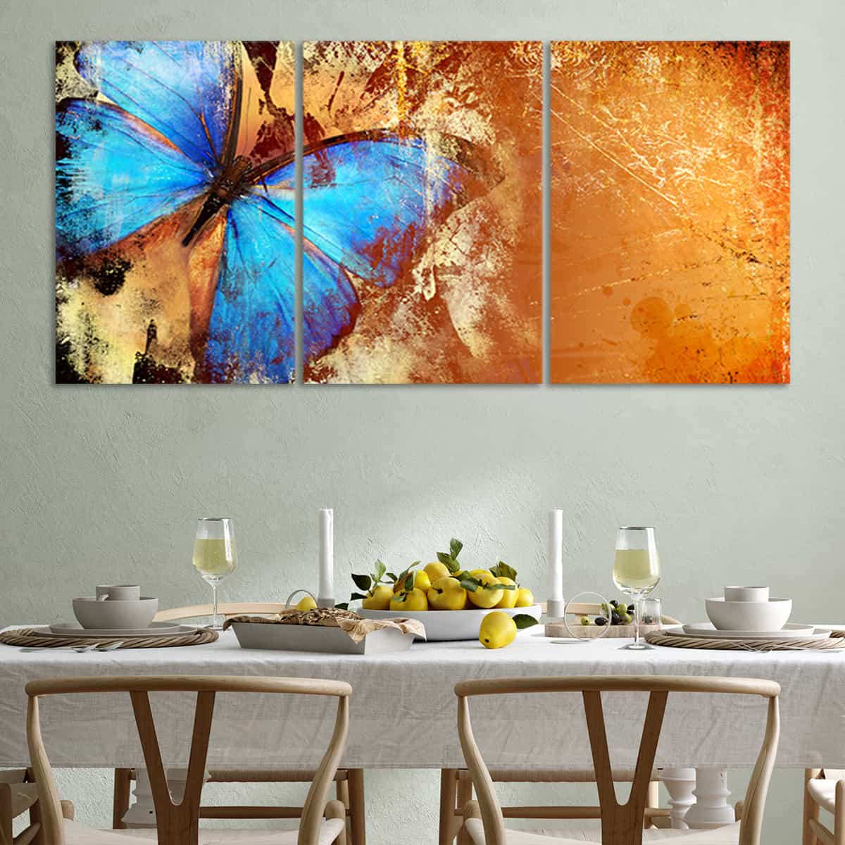 Blue Abstract Butterfly Canvas Wall Art