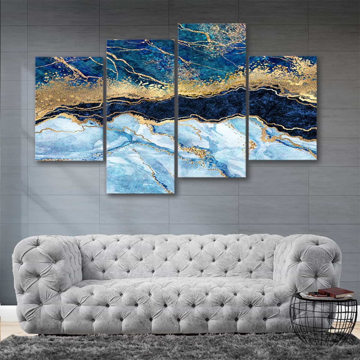 Sammenlignelig leje Flere Blue Abstract Wall Art Canvas | Marble Wall Art Painting