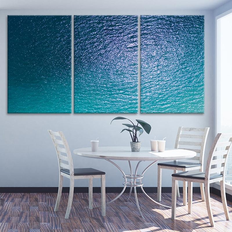 Aerial Ocean View Canvas, Deep Blue Water Wall Art, Coastal Home Decor,