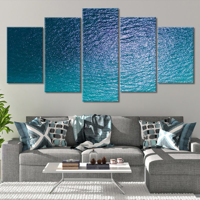 Nautical Seascape Print, Large Ocean Painting, Beach House Artwork, Marine-Themed Wall Art