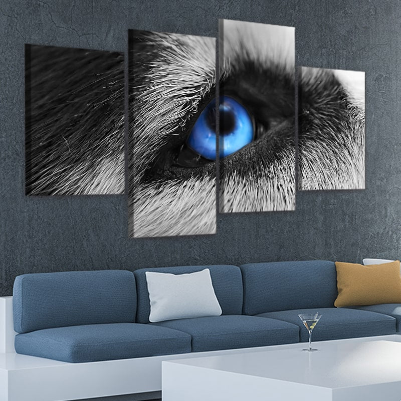 Blue Eyed Wolf Multi Panel Canvas Wall Art