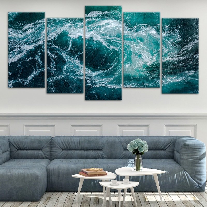 Blue Ocean Waves Canvas Wall Art