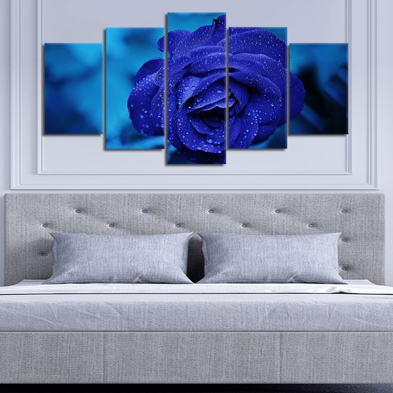 Royal Blue Rose 5 piece wall art