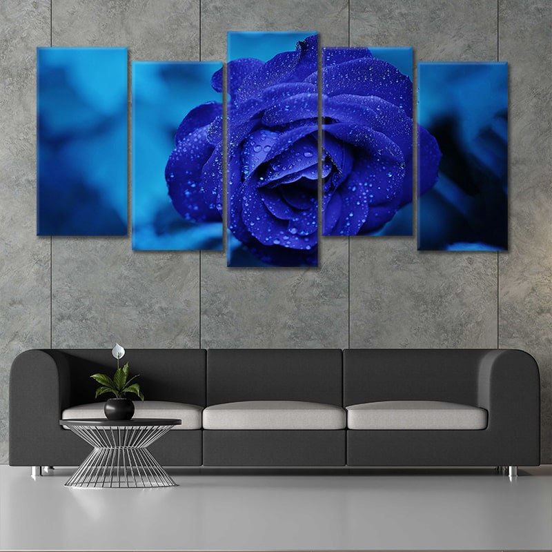 Royal Blue Rose 5 piece wall art