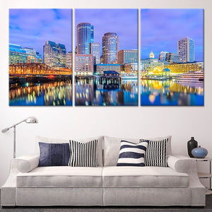 Boston Skyline At Twilight Wall Art Canvas-Stunning Canvas Prints