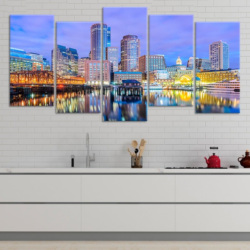 Boston Skyline At Twilight Wall Art Canvas-Stunning Canvas Prints