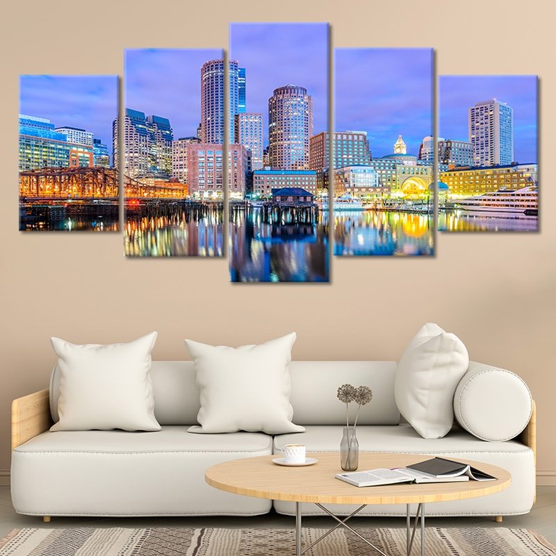 Boston Skyline At Twilight Wall Art Canvas-Stunning Canvas Prints