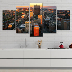 Boston Skyline At Sunset Skyline Wall Art Canvas-Stunning Canvas Prints