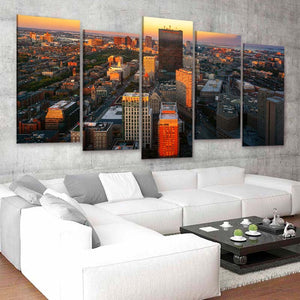 Boston Skyline At Sunset Skyline Wall Art Canvas-Stunning Canvas Prints